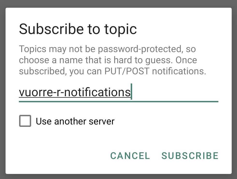 Subscribing to vuorre-r-notifications on ntfy.sh